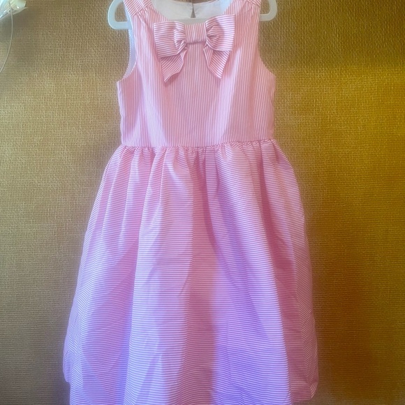 Janie and Jack Striped Bow Dress, pink with cutout back - Picture 4 of 4